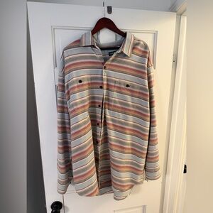 Orvis Brushed Knit Multicolor Striped Overshirt